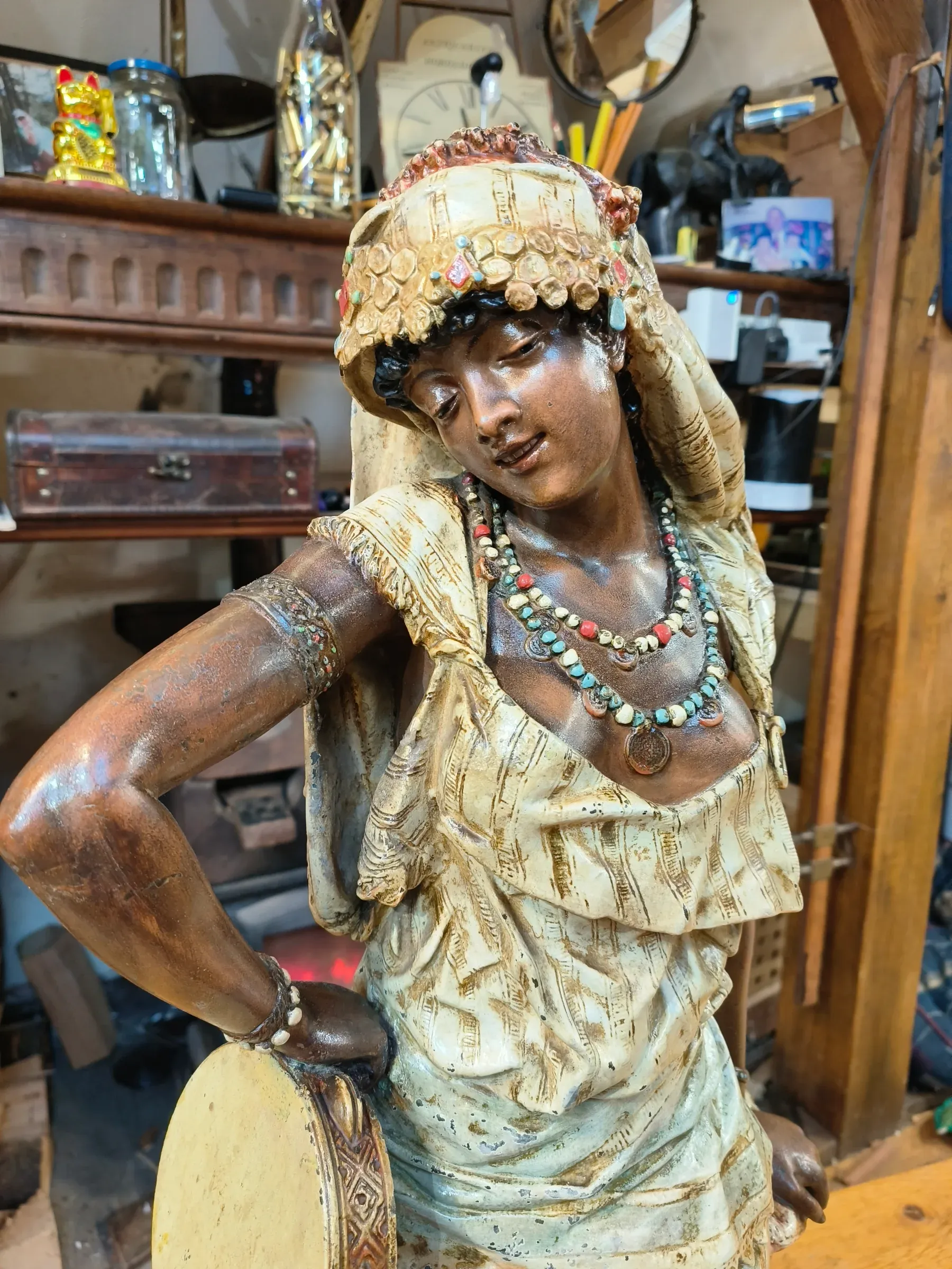 Spelter statue repairs in progress