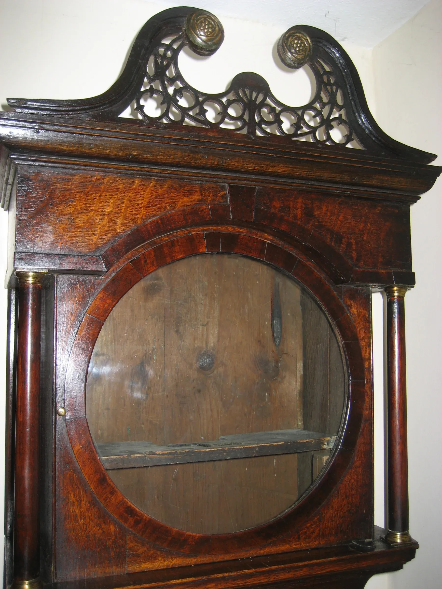 Close up the the restored clock case