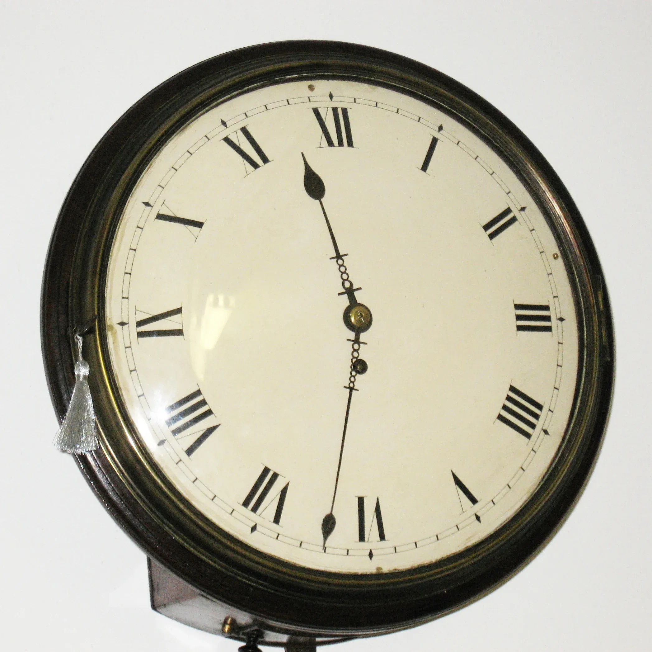The fully restored Georgian Verge wall clock after commissioning